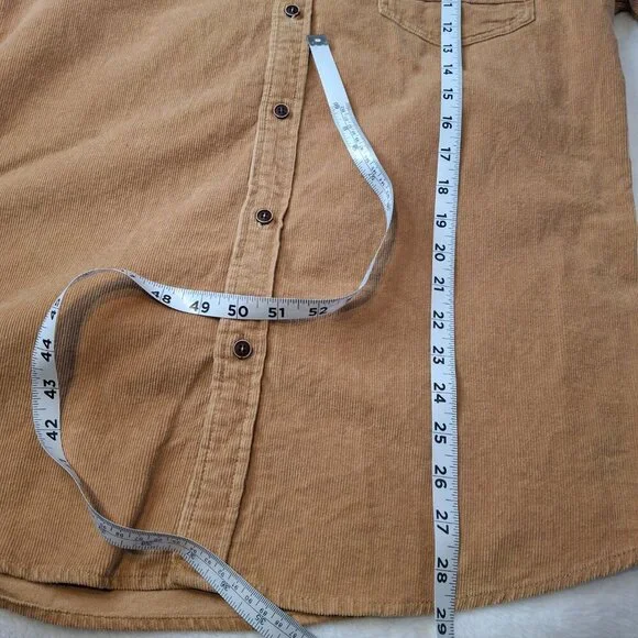 Reverb Mens Corduroy Shirt Sz XL Button Down Western Cowboy 70s Rodeo Camel - Picture 8 of 11